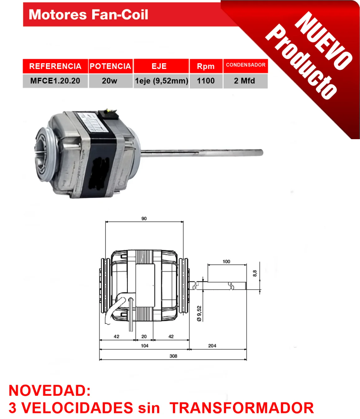 MOTOR FANCOIL ELCO 1 EJE